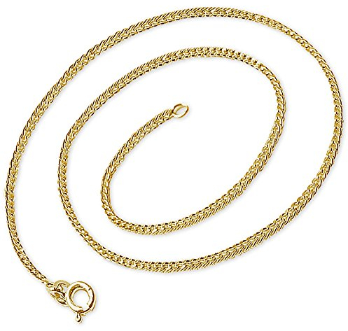 CLEVER SCHMUCK Goldene feine Panzerkette 40 cm lang, 1,1 mm breit und 0,7 mm hoch und glänzend 333 Gold 8 Karat im Schmucketui