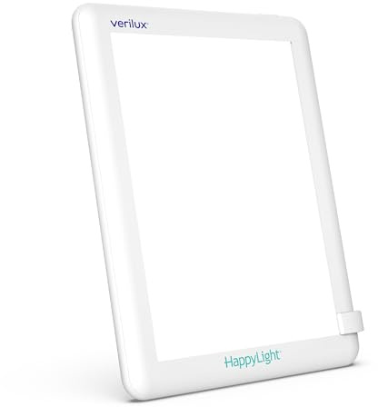 Verilux HappyLight Lucent - One-Touch Light Therapy Lamp with 10,000 Lux, UV-Free, LED Bright White Light & Detachable Stand for Boosting Mood & Improving Sleep