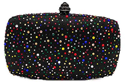 Boutique De FGG Borse da Sera per Donne Pochette e Clutch di Cristallo Borse da Sposa con Strass Minaudiere in Diamanti, Piccolo, Multi Nero