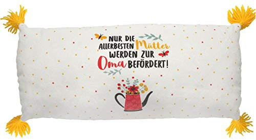 GRUSS & CO Plüschkissen Motiv Oma | Zierkissen, 20 cm x 40 cm, 100% Polyester | Geschenk für Oma, Dekoartikel | 46538