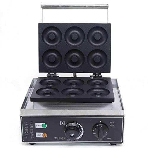 Donut Maker, 1550W Commerciale Donutmaker Elettrico Doughnut Macchina con rivestimento antiaderente 6 ciambelle Macchina per ciambelle per panetterie, ristoranti
