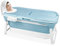 Froadp Faltbare Badewannen Erwachsene Mobile Babybadewannen mit Abdeckung & Ablagefläche & Handläufe Freistehend Klappbadewanne Tragbare Duschbadewanne für Badezimmer & Outdoor (128x60x53cm)
