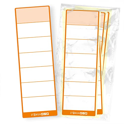 itenga 50 etiquetas para carpetas anchas, autoadhesivas, de papel adhesivo, 6 x 19 cm (naranja)
