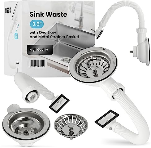 Küche Waschbecken Siphonablauf Abfluss mit Übertragung Abfall Metall Sieb 50mm Ablaufgarnitur Ablaufventil Abfluss Badezimmer Waschbecken