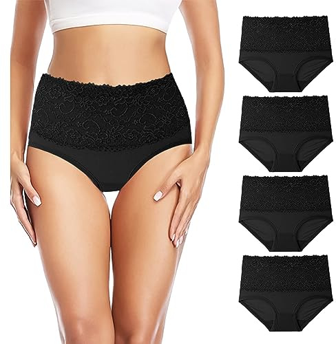 Aomig Slip Donna Vita Alta, 4pz Mutande Vita Alta di Pizz, Culotte Donna per Controllo della Pancia Postpartum per II Recupero della Pancia