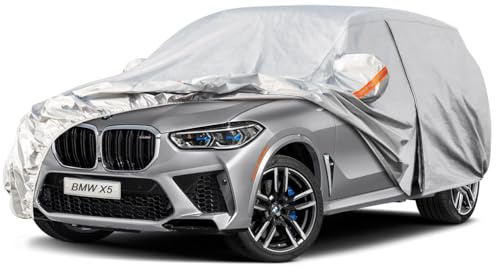Kayme Funda Coche Exterior, Compatibles con BMW X5 (2010-2025), Cubierta para Coche Impermeable Transpirable Anti-UV Antipolvo de 6 Capas, Cubre Coche con Cremallera y Forro de Algodón.