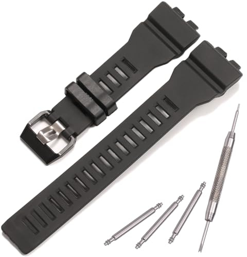 Replacement Strap Compatible with Casio G-Squad GBD-800 GBD800UC GBA-800 Black Watch Band Resin Wristband (Black)