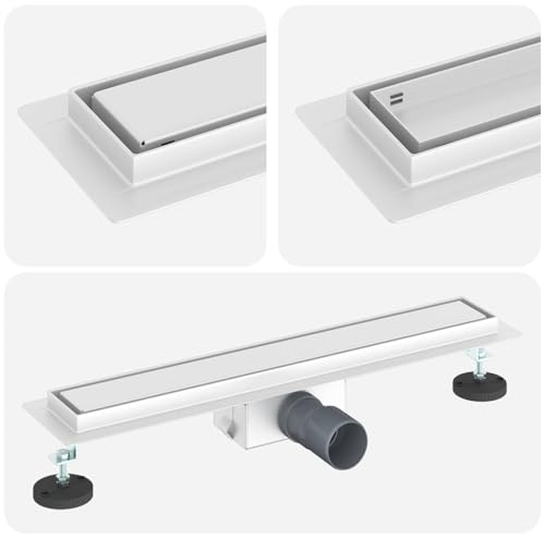 vidaXL 2 i 1 Duschavlopp Silver 60 cm Rostfritt Stål 304, Badrum, rektangulär, minimalistisk design med justerbara fötter för moderna utrymmen, enkel installation och snygga linjer