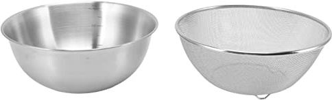 WAHEWUD Juego de colador de acero inoxidable, tazón para mezclar, colador, lavadora de arroz, lavabo de malla, unidad anidada sin charcos, fregadero de cocina, escurridor,
