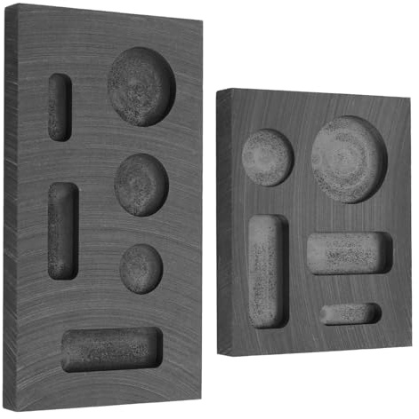 2uds Moldes de Grafito, Mini Molde de Lingote Grafito para Fundir Oro Plata Aluminio Cobre y Latón Alta Pureza Kit Fundición y Refinación Metales para Joyería