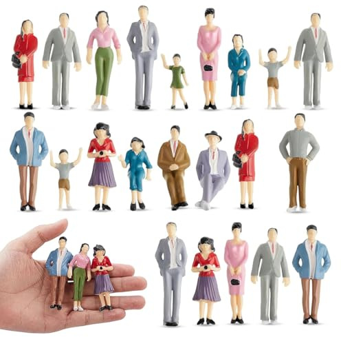 LKJAUOZ 20 Mini Figurines de Personnes en Plastique Maquettes de Trains à l'Échelle 1:50 Peintes Architecturales Petites Figurines Miniatures Jouet Assises Debout