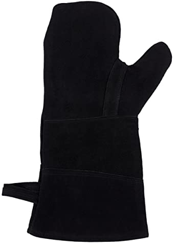 Yardwe 1PC Extreme Heat Fire Resistant Gloves Leather for Fireplace Stove Oven Grill Welding BBQ Pot Holder