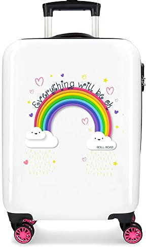 Roll Road Arcoiris Everything Ok Valise Trolley Cabine Rose 38x55x20 cms Rigide ABS Serrure à combinaison 35L 2,3Kgs 4 roues Bagage à main
