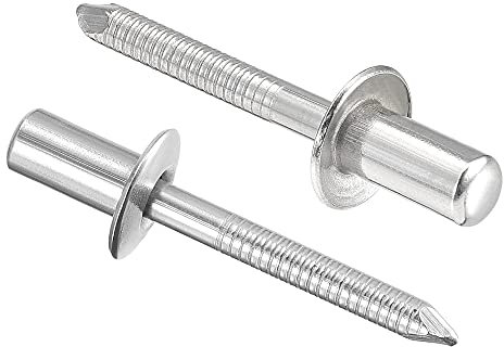 sourcing map Rivetti ciechi, in acciaio inox 304, rivetti decorativi, diametro 6,4 mm, lunghezza impugnatura 12 mm, estremità chiusa, tonalità argento, 25 pezzi