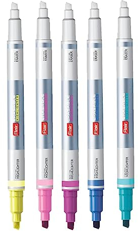 FLAIR Creative Series raderbar mejselspets 1 till 4 mm överstrykningspenna blisterpaket | Enkelt radera det du markerar | Giftfri och säker för barn | Set med 5 olika nyanser