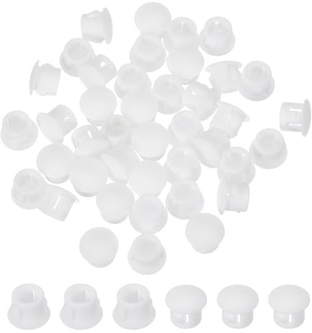 PATIKIL 8 mm/5/16 Tappi Foro in Plastica, 80 Pezzi Tipo A Scomparsa Tondo Tappo Snap in Foro Pannello Tubo Mobile Cucina Arredo Cancellazione Post Tubo Inserti Fine, Bianco