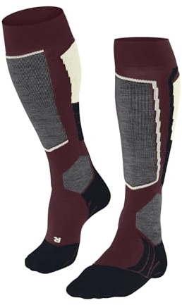 FALKE Damen Skisocken SK2 Intermediate W Kh Wolle Funktionsmaterial warm dick 1 Paar, Rot Infra 8118, 37-38