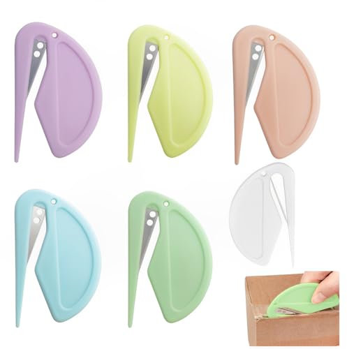 AFCJLTO 6 StückBrieföffner, Letter Opener, Folienmesser Folienschneider mit Metallklinge,Kunststoff Slitter Effizient Mail Öffner Tool für Verpacken Post und Papier Schneiden(6 Farben)