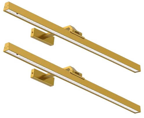 AIBOO LED Batteridriven Bilderleuchte, Trådlös, 60 CM Trådlös Bilderbelysning med Fjärrkontroll, Dimbar Magnetisk Inomhus Utan Strömkontakt Dart Belysning med Timer (Guld, 60 cm)