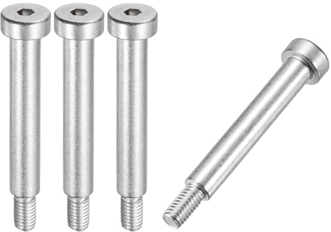 sourcing map 4 bulloni a spalla in acciaio inossidabile 304 8 mm diametro spalla 50 mm lunghezza spalla M6x1 filettatura esagonale bulloni a spalla per industrie di macchine per stampaggio a iniezione