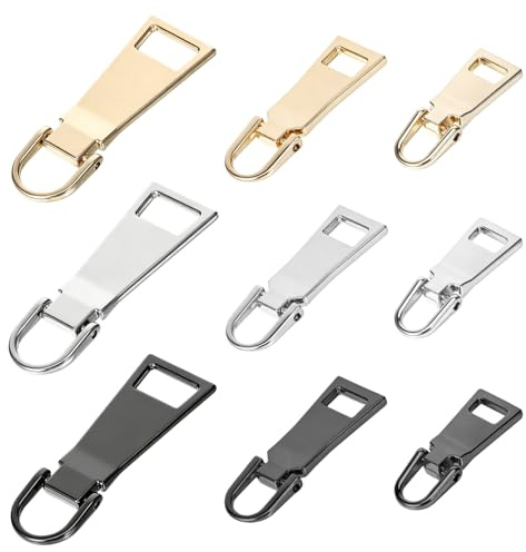 9 Pcs Zipper Pull Replacement Kit, Detachable Metal Zipper Handle | Zipper Pull Fixer Tab Repair for Luggage, Backpacks, Suitcases, Jackets, Purses, Handbags