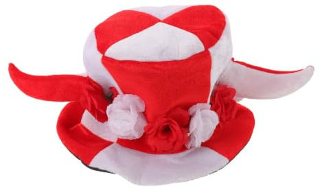 ROMISBABA Rödvit Randig Oxhorn Partyhatt med Blommor och Lätt Cosplay-accessoar för Vuxna Bekväm Elastisk Huvudbonad för Karneval Fotbollsmatch och Halloweenfest
