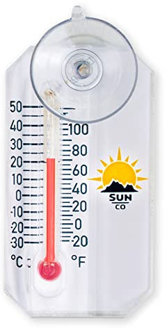 Sun Company Stickler - Micro Außenfensterthermometer | Einfach zu montierender Saugnapf | Wasserdichtes Thermometer/Wettermonitor
