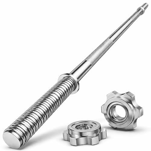 FK Sports Standard Barbell 1” inch Spinlock Weight Lifting Bar 2 Collars 4ft 5ft 6ft 7Ft (4ft)