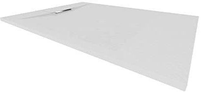 Moments of Glass Plato de ducha SMC Polar 90x120 cm Blanco - Antiderrapante, Textura Pizarra, Antibacteriano, Resistente a agentes químicos – Incluye válvula y rejilla