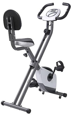 Panana Foldable Exercise Bike, Folding Fitness Cycling Cycle Bike X- Bike with Magnetic Resistance, LCD Display, Heart Rate Sensor, Comfortable Seat Adjustable Height Home Gym Workout