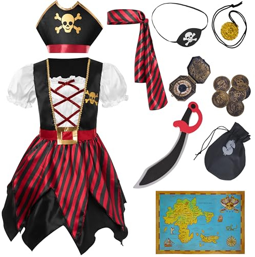 Spooktacular Creations Halloween piratdräkt för barn, piratklänning för flickor, Buccaneer prinsesskostym för småbarn utklädning