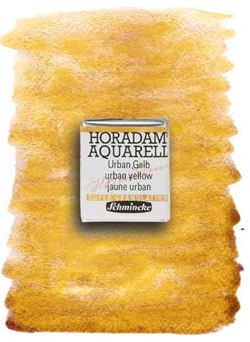 Schmincke – HORADAM® AQUARELL, Super Granulation, 14 916 044 Urban Gelb, 1/2 Näpfchen, sehr stark granulierende Farbtöne, feinste, supergranulierende Aquarellfarben