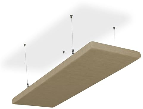 SILENT4® Ljudisolerande tak, 114 x 36 x 5 cm, akustisk bild, akustiska paneler av akustisk, repmontering, mätbar förbättrad rumsakustik tack vare akustiska plattor med tvättbart tygskydd i sand