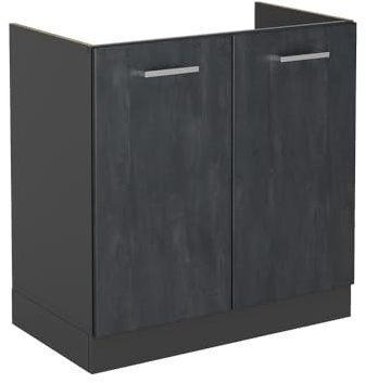 Vicco Mobile lavello cucina R-Line, Calce nera, 80 cm senza piano di lavoro, per la libera combinazione all'interno di sistemi cucina modulari