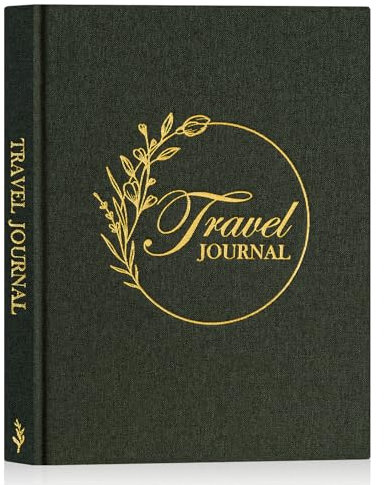 Lanpn Reisetagebuch Reisebuch zum Ausfüllen, Leinen Reisetagebücher Urlaubstagebuch Reisejournal zum Selberschreiben, Reise Notizbuch Journal Urlaub Tagebuch Reise Geschenke (Grün,110 Seiten)