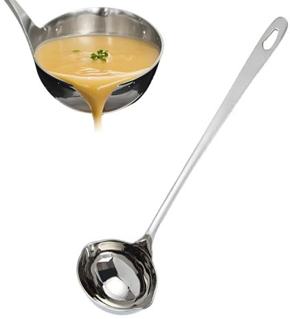 Houkary Mestolo in Acciaio, Mestoli Lunghi per Servire Zuppe in Acciaio Inox, Cucina con Manico Lungo, Cucchiaio da Salsa, per Brodo, Salsa e Zuppa, Utensile da Cucina