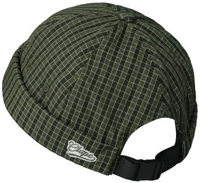 CLAPE Docker Cap for Men, Checkered Brimless Cap Lightweight Quick Dry Fisherman Hat for Daily Wear