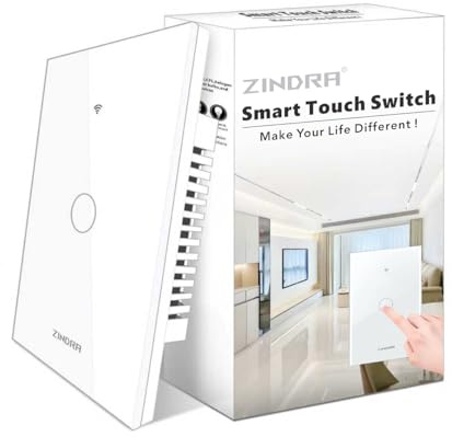 Smart Matter Light Switch, 2.4G WiFi Touch Wall Switch (Neutral Wire Required), Single-Pole Smart Switch Works with Apple Home, Alexa, Google Home & SmartThings, Tempered Glass Panel, White