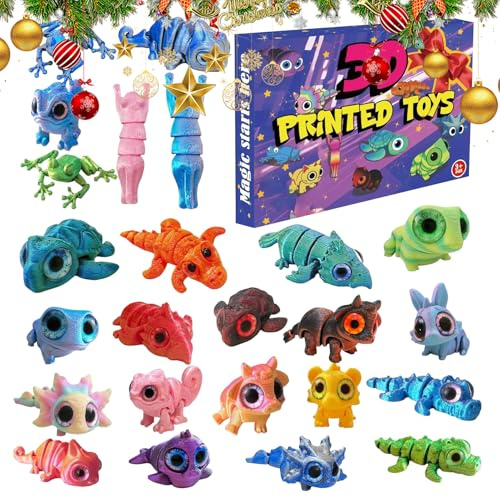 Mini Figurines De Calendrier De L'Avent Imprimées En 3D, Calendrier De Compte À Rebours De Noël 24 Jours Avec 24 Mini Jouets Animaux, Pour Décoration De L'école, Maison Et Bureau
