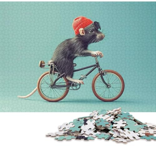 1000 puzles Cuadrados creativos de Papel con diseño de Ratas Hipster para Adultos, Juegos de desafío únicos, 38 x 26 cm / 1000 Piezas