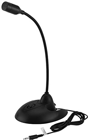 Ausla Microphone à Col de Cygne, Microphone Stéréo Flexible avec Annulation de Bruit de Fond, avec Boîtier en Plastique Robuste, pour Les Réunions de Bureau, Les Conversations en (Black)