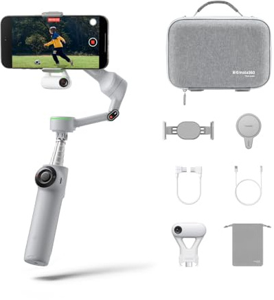 Insta360 Flow 2 Pro Gimbal Stabilizer for iPhone, Android, AI Phone Gimbal, Built-in Selfie Stick & Tripod,Phone Stabilizer for Video Recording, Youtube, Tiktok, Travel - Ultimate Creator Bundle Grey