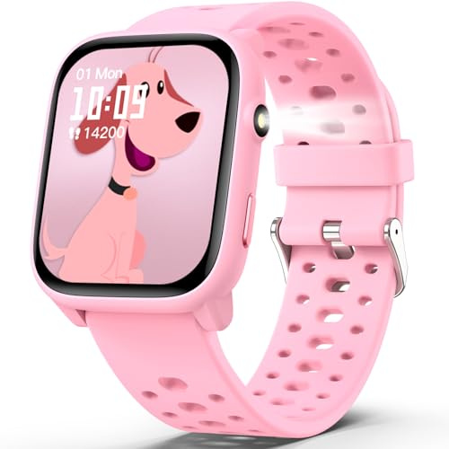 MgaoLo Kids Smart Watch 1.85 Upgrade - Fitness Tracker with Heart Rate Sleep Monitor, 100+ Sports Modes, 12 Puzzle Games, Activity Tracker for Boys Girls Outdoor Fun (Pink)