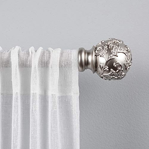 Exclusive Home Curtains ER1015-01 66120 Vine 1 Curtain Rod and Finial Set, 66 -120, Matte Silver