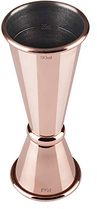 Buddy's Bar - Mesure Jigger, 2,5cl / 5cl Mesure Double, Mesure Jigger de Haute qualité en Acier Inoxydable Brillant, en cuivre, Mesure Jigger pour mesurer Les ingrédients des Cocktails