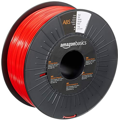 Amazon Basics Filamento per stampanti 3D, in ABS, 1.75 mm, rosso, 1 kg per bobina