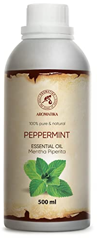 Ätherisches Pfefferminzöl 500ml - Mentha Piperita - Reines Minzöl - für Guten Schlaf - Aromatherapie - Haare & Haut - Beruhigung - Duftlampe - Diffuser - Sauna - Dampfbad - Aromaöl - Duftöl