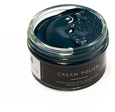 Famaco 50ml Blue Horizon Leather Deluxe Cream Polish for Boot and Shoe with Application Brush - Nourish and Leather Protector Kit for Boots and Shoes