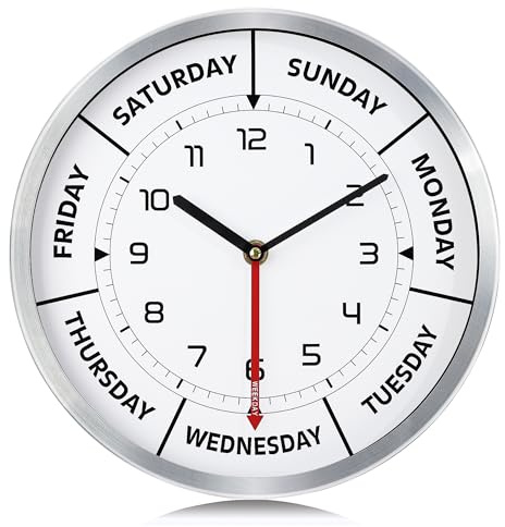 Lafocuse Day of the Week Wall Clock, 12 Inch Day Clock for Retirement Gift