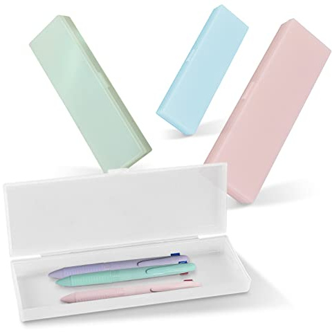 CIOUYAOS 4er-Pack Durchsichtige Federmäppchen, Kunststoff-Federmäppchen, Kleine Aufbewahrungsbox, Schreibwaren-Organizer, Büro- und Schulbedarf für Schreibwaren für Schüler